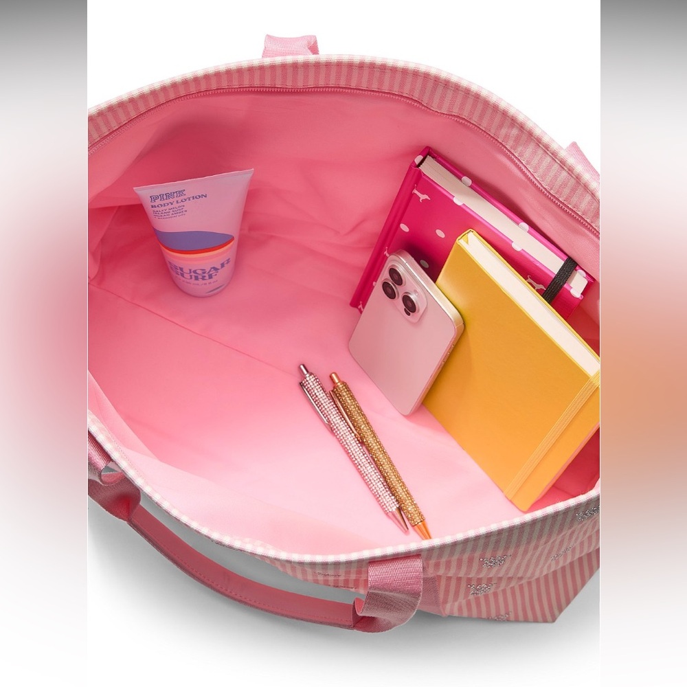Victoria Secret pink stripe Tote Bag with Umbrella - Picture 4 of 9